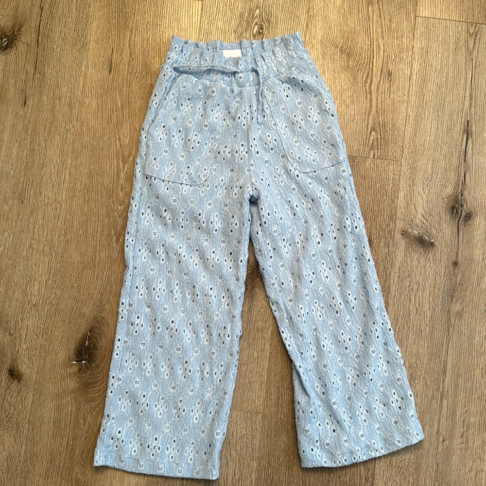Zara Blue Eyelet lace pants sz 7